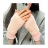 Fingerless Gloves for Women Faux Fur Thumb Hole Half Finger Gloves Stretchy Warm Winter Typing Writing Mittens