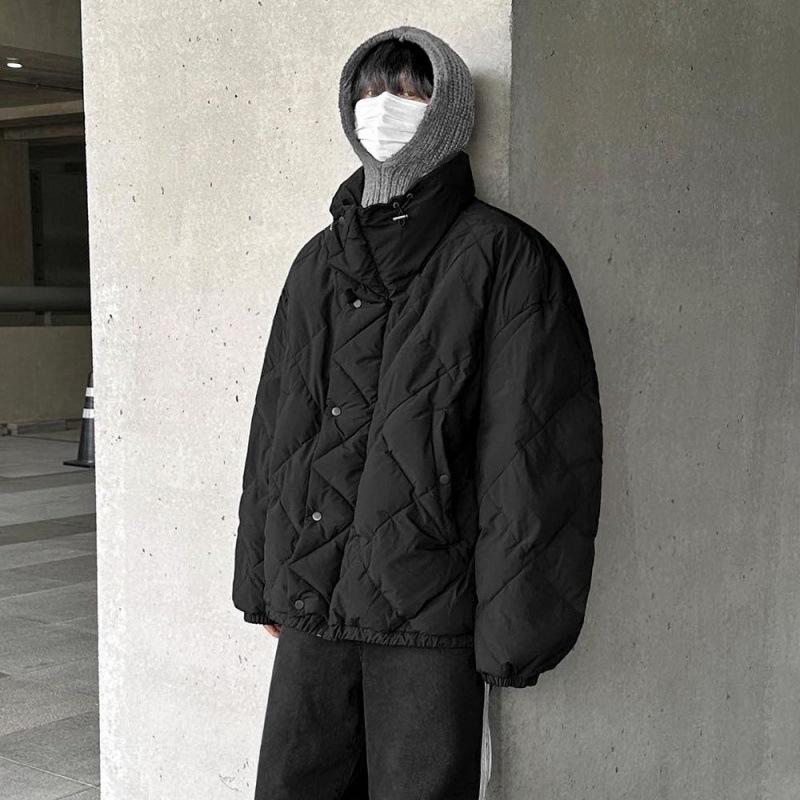 Diamond Stand Collar Cotton Coat Men's Winter Thickened Coat Korean Style Loose Niche Design Cotton Coat
