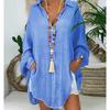 Top a Maniche Lunghe da Donna Taglia Plus Camicia Bianco Tunica Cardigan Casual Largo Bottoni Colletto Classico Bluse Camicie