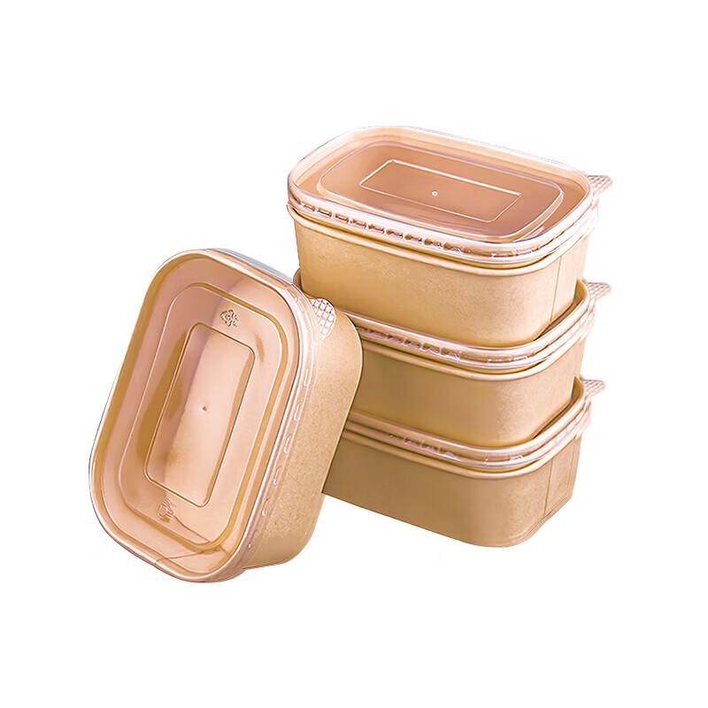 Square Kraft Paper Disposable Food Container with PP Lid
