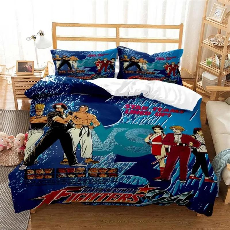 Anime King of Fighters KOF Bedding Set,Duvet Cover Comforter Bed Set Quilt Cover Pillowcase,King Queen Twin Size Boys Girls