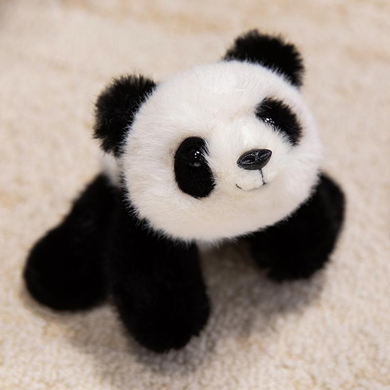 Cartoon Panda Puppe Plüschtier Stofftier Flauschiges Zootier Schwarz Braun Liegend Sitzend Plüschtier Beruhigendes Geschenk 18cm doll white