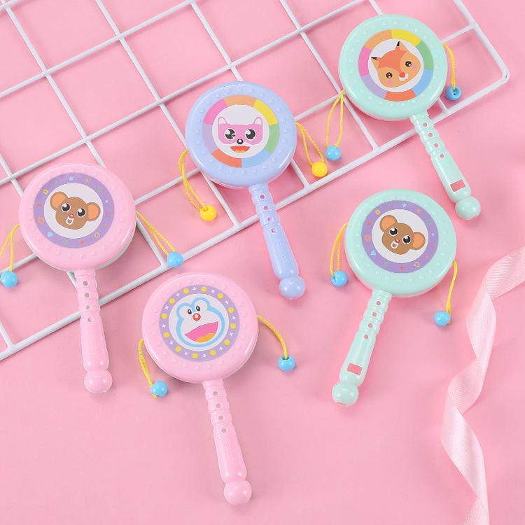 Chewable Rattle & Hand Drum for Newborns, 0-1 Year Old - Educational Toy for Babies 3 Months+