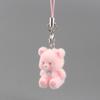 Cute Flocked 3D Resin Bear Keychain Sweet Creative Student Phone Chain Pendant Bag Accessory Phone Strap Gift