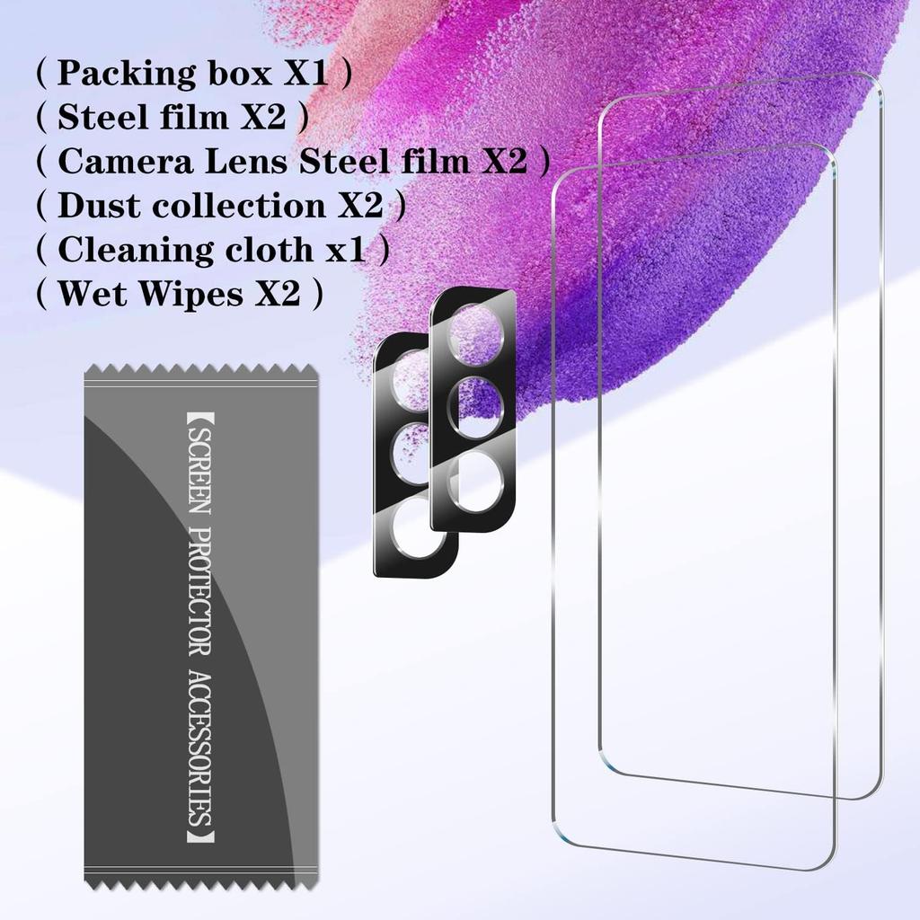 BIG FACE Galaxy S21 FE Tempered Glass Screen Protector + Camera Lens Protector [ 2 + 2 Pack ][Fingerprint Unlock] [Anti-Scratch] [Case Friendly]