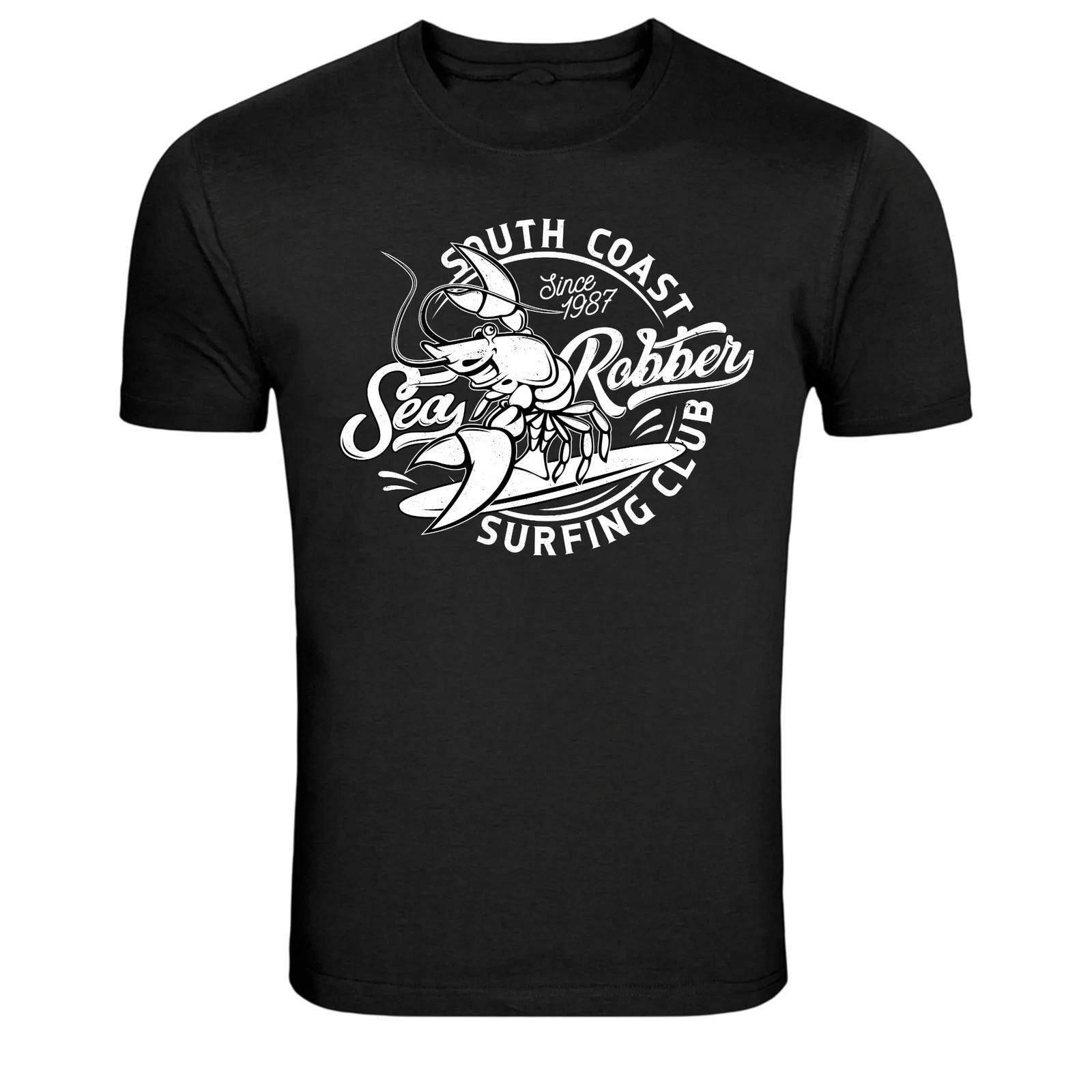 Sea Robber Surfing Club Crab Surf Graphic T Shirt Beach Tee XS
