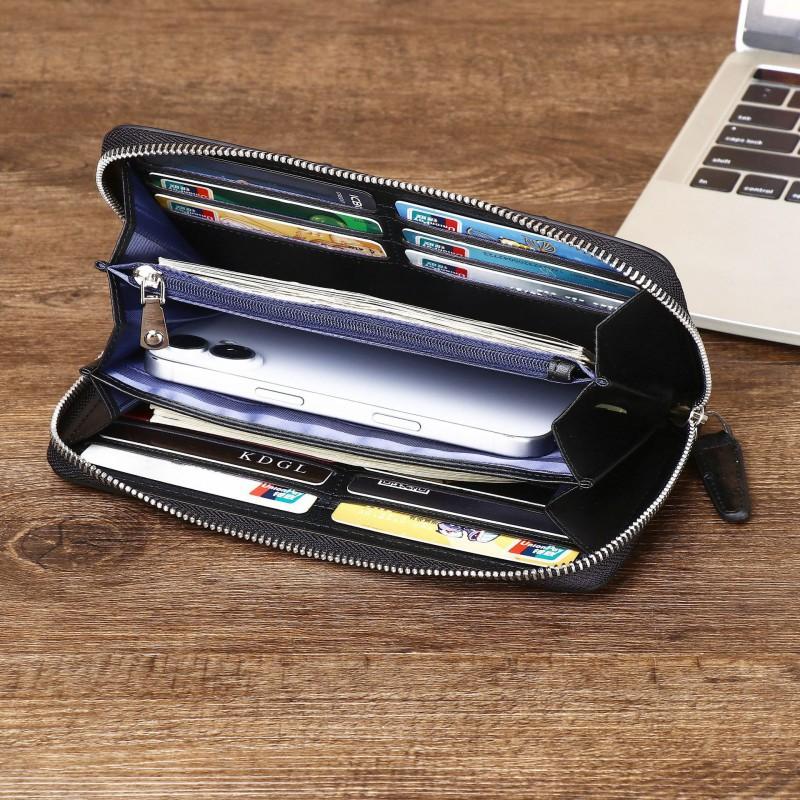 New Ostrich Pattern Men's Handbag Long Fashion Suit Clip Wallet Multi Functional Storage Bag Trendy