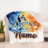 Soccer Fun Bluey Customize Text Blanket Throw Customizable Blanket Soft & Cozy Suitable for Bed Home Decor Couch Office Ideal for All Seasons