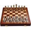 Gold Silver Luxury Zinc Alloy Chess Figures 30*30*2.8Cm Wooden Chess Set Folding Retro Home Chess Decoration Set Chessboard Game
