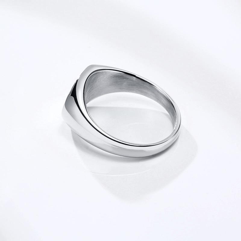 Vnox Anelli Sigillo Personalizzati da 9 mm per Donna, Minimalista Oval Top Stampato Anello Dito, Acciaio Inossidabile Chic Gioielli Candid Street
