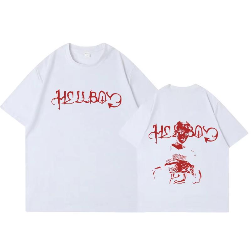 Rapper Lil Peep Crybaby Hellboy Tshirt Vintage Hip Hop T Shirt Unisexs Women Clothing Cotton Oversized Short Sleeve TShirts Tops