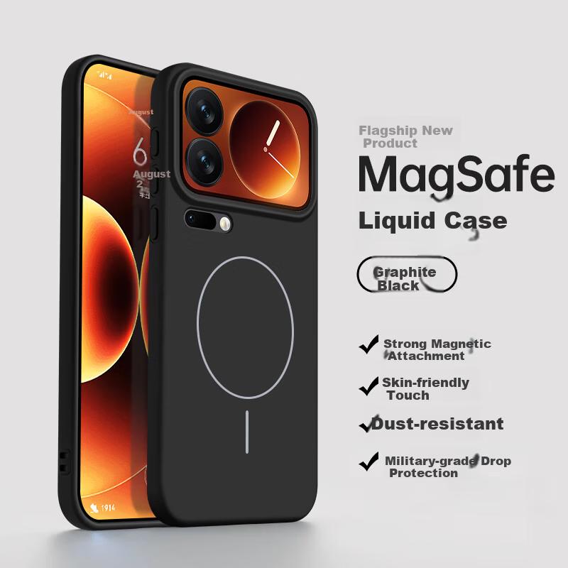 NEYAA Xiaomi 17 Pro Case Full Coverage Ultra-Thin Skin-Feel Magnetic Charging Liquid Silicone Shockproof Simple Unisex Graphite Black