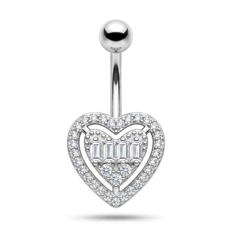 Hypoallergenic Belly Button Ring 316 Stainless Steel Shiny Zircon Fashion Navel Piercing Jewelry for Summer Beach Vacation