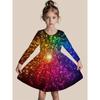 Girls' 3D Yellow Christmas Dress Long Sleeve Summer Spring Vacation Daily Holiday Princess Beautiful Sweet Kids 4-12 Years Casual Dress A Line Dress