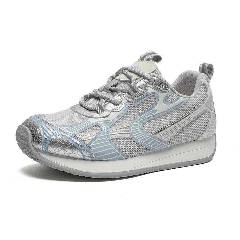 Mesh Breathable Dad Shoes Women's Summer New Light and Wear-resistant Leather Thick Sole Heightening Leisure Sports