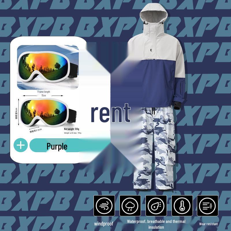 Unisex Camouflage Fleece-Lined Waterproof Ski Suit - Two-Piece Windproof Set