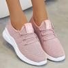 Womens Breathable Knitted Thick Sole Sports Shoes Casual Laced Outdoor Shoes Comfortable Low Top Running Shoes
