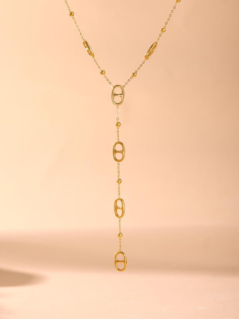 Stainless Steel Gold-Plated Ferris Wheel Pendant Necklace - Light Luxury & Elegant Style