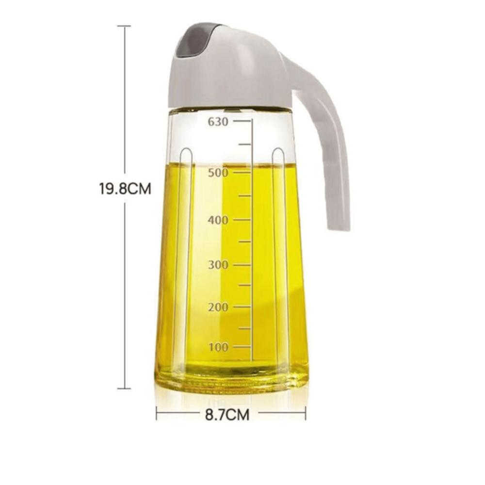 1pcs Glass Oil Bottle with Automatic Leak-proof Lid and Ergonomic Handle - BPA-free, Scale Markings Large Capacity Oil Bottle
