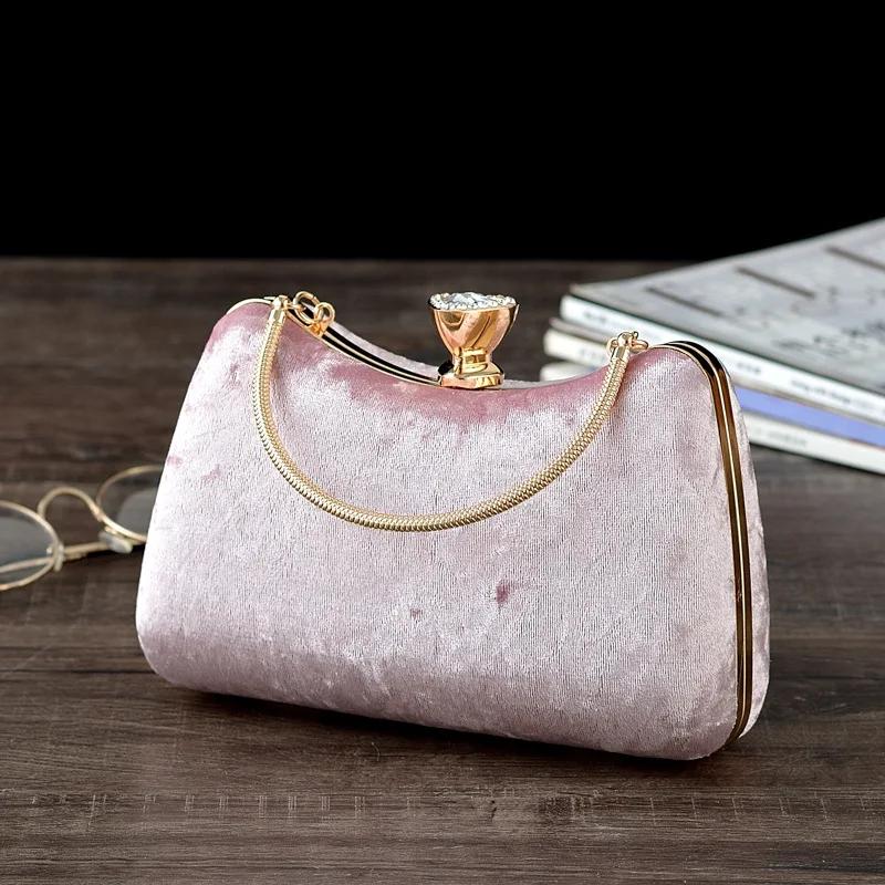 Wholesale Factory Directly Sale Womans Wedding Party Clutch Bags Elegant Small Gift Velvet Night Handbags Navy Blue Hand Bag Sac