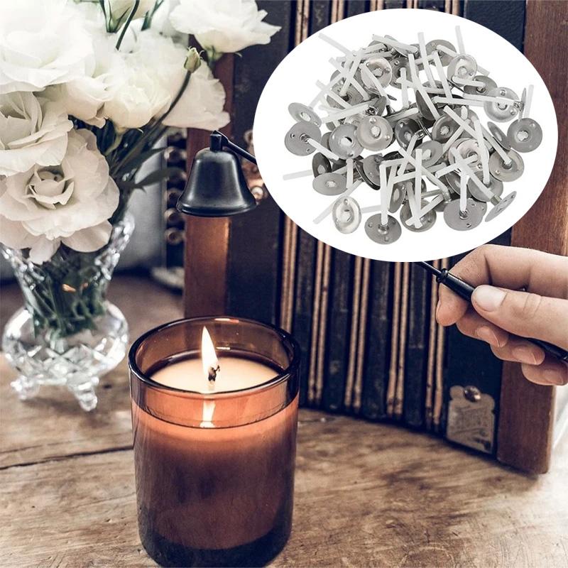 100Pcs/Pack Tea Light Wicks DIY Candle Making Candles Accessories Low Smoke Handmade Candle Making Tools Woven Cotton Core