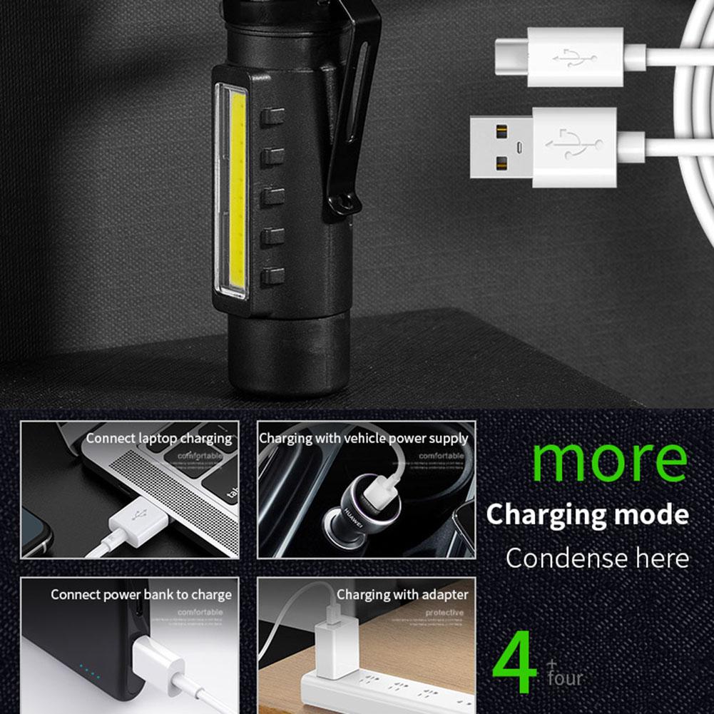 LED COB Flashlight USB Charging Waterproof Rechargeable Head Headlamp Multifunctional 5W/1600mAh Lightweight for Running Cycling