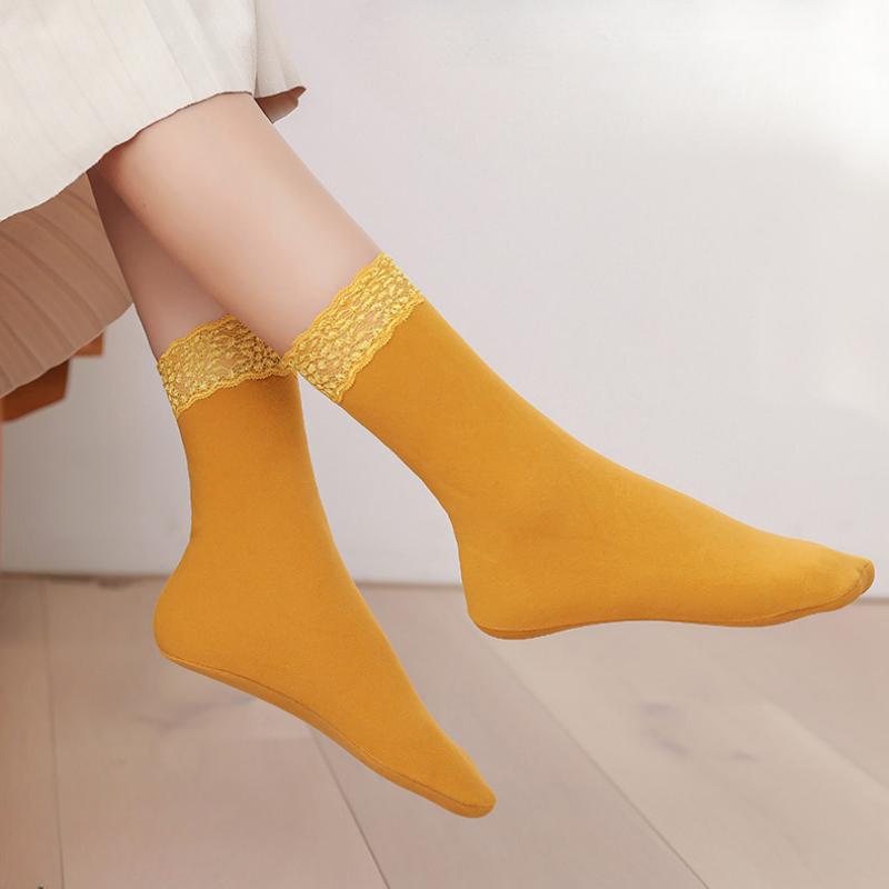 5 Pairs of Women Lace Mid Tube Socks for Spring Autumn Warm Simple Comfortable Casual Breathable Cold Resistance Versatile Socks