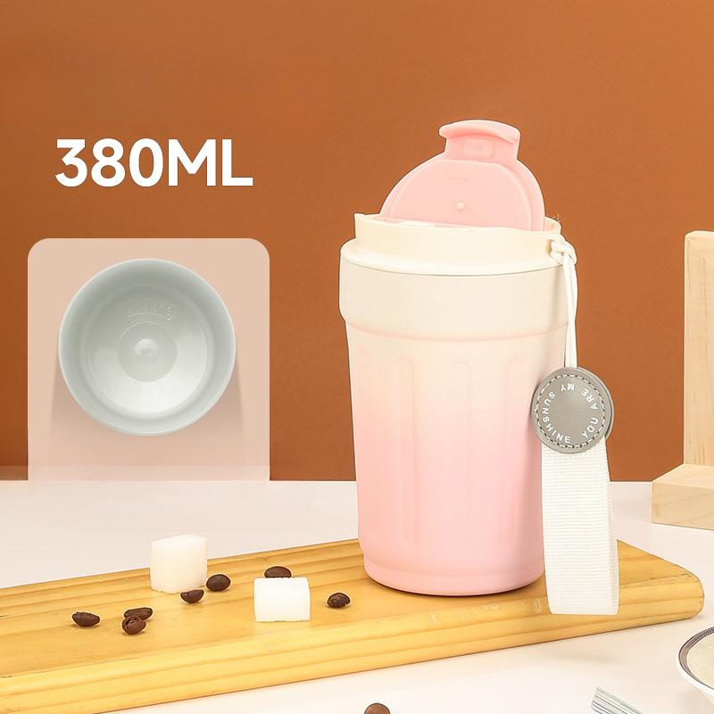 316 Stainless Steel Mug Ceramic Liner Coffee Cup Stripe Gradient Student Portable Water Cup