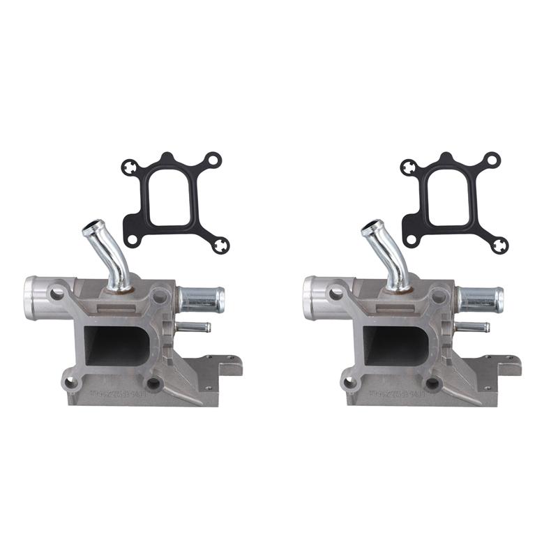 2X LF01-15-17Z Cooling System Water Outlet With Gasket Compatible For Mazda 3 2.0 2005-2010 5 ,6 2005-2010 2.0 2.3