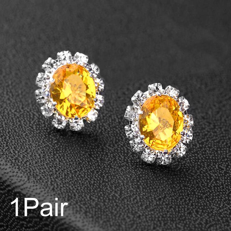 

1 пара овальных блестящих сережек-подвесок с цирконом и кристаллами, женские красочные серьги-гвоздики из сплава/пластика