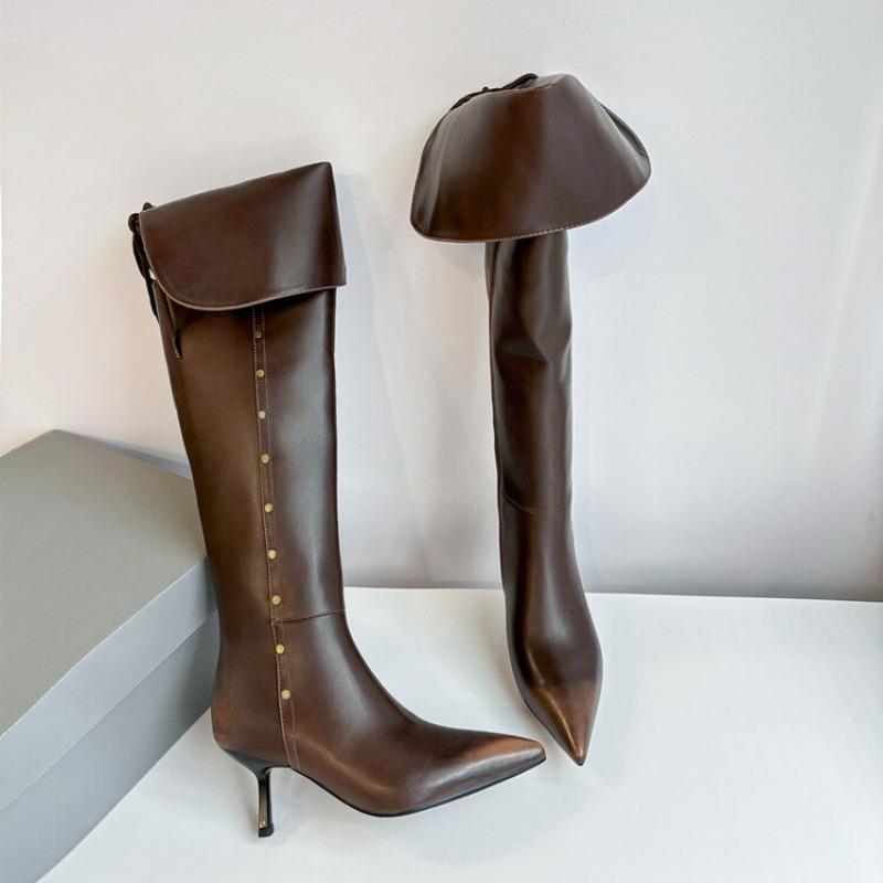 Fashion New Two Ways of Wearing Cowhide Cross Strap Over The Knee Boots Sexy Hot Girl Pole Dance 7cm High Heels Knight Boots Size 33-40