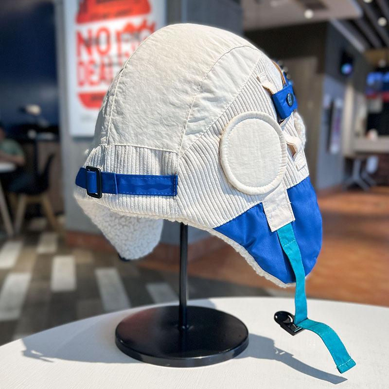 Removable Goggles Pilot Hat for Men and Women In Autumn and Winter Thickened Velvet Lei Feng Hat Cycling and Skiing Ear Protection Hat