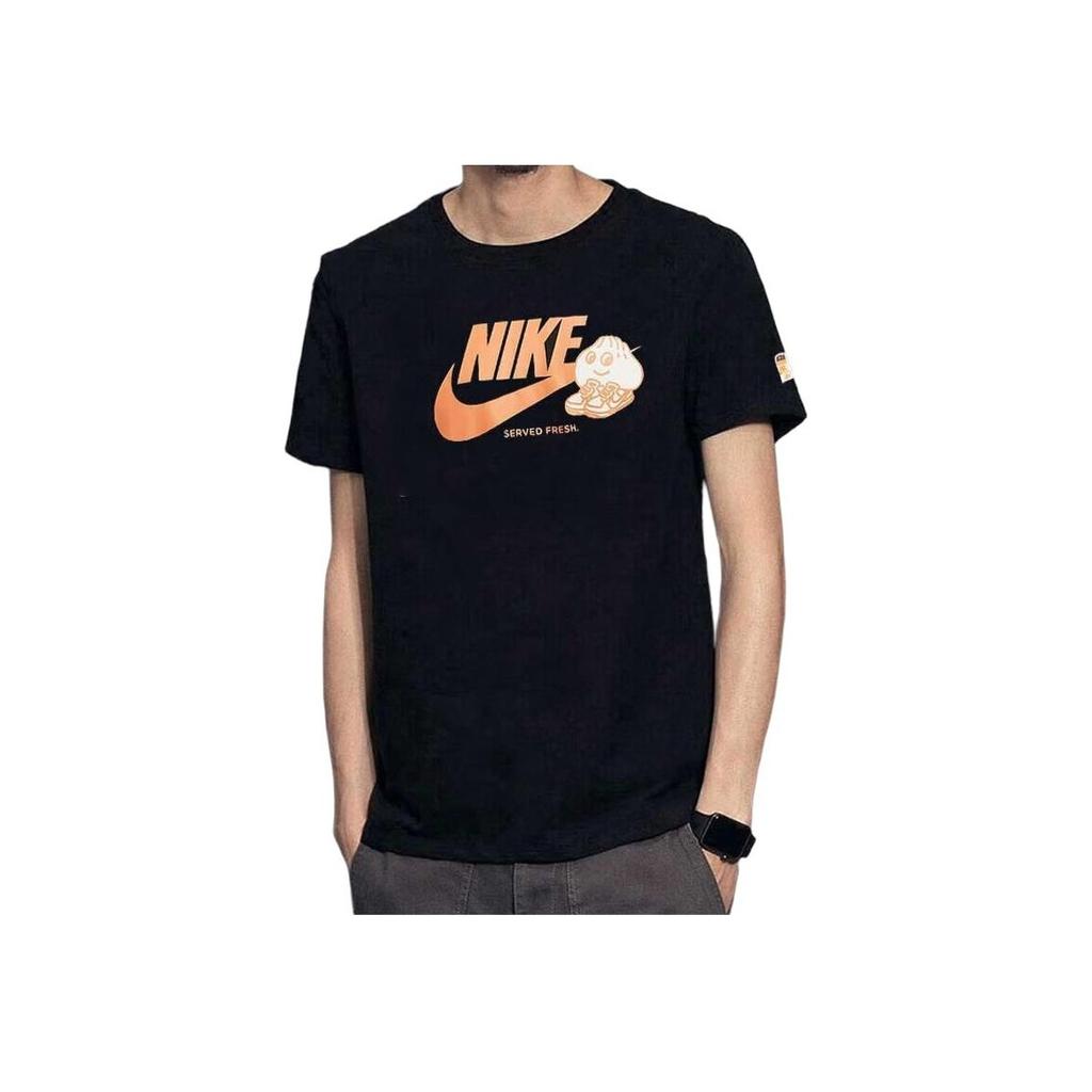 Nike Solid Color Logo Trendy Breathable Pattern Round Neck Pullover Short Sleeve Drop Shoulder T-Shirt Men Tops Black FB9804-010
