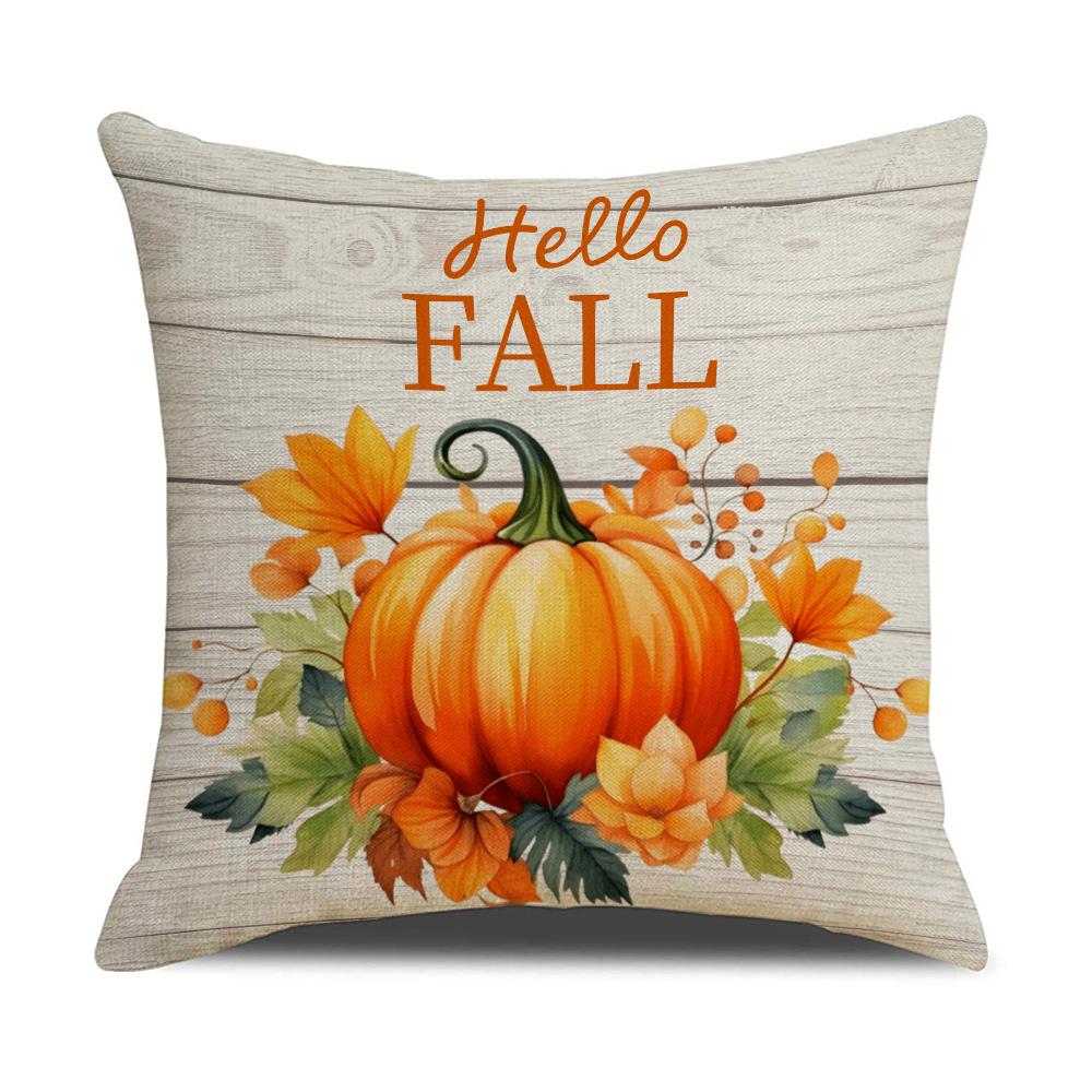 Autumn New Maple Leaf Pumpkin Pillowcase Farmhouse Harvest Atmosphere Layout Linen Pillowcase Living Room Sofa Pillowcase