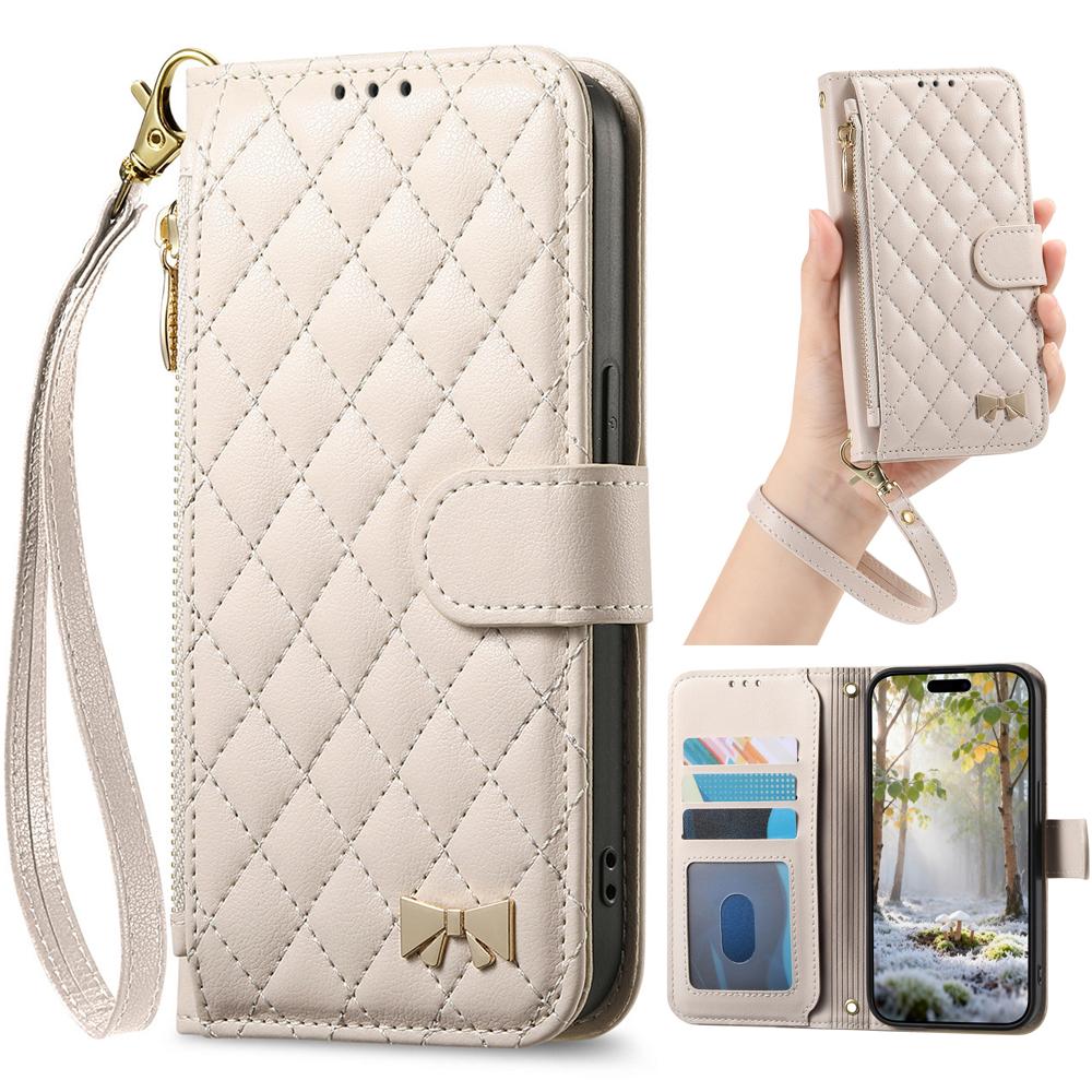 Leather Wallet Flip Case for Motorola Moto G05 G15 Power G75 G85 G56 G86 G57 G67 G77 5G Phone Cover with Wristlet Strap