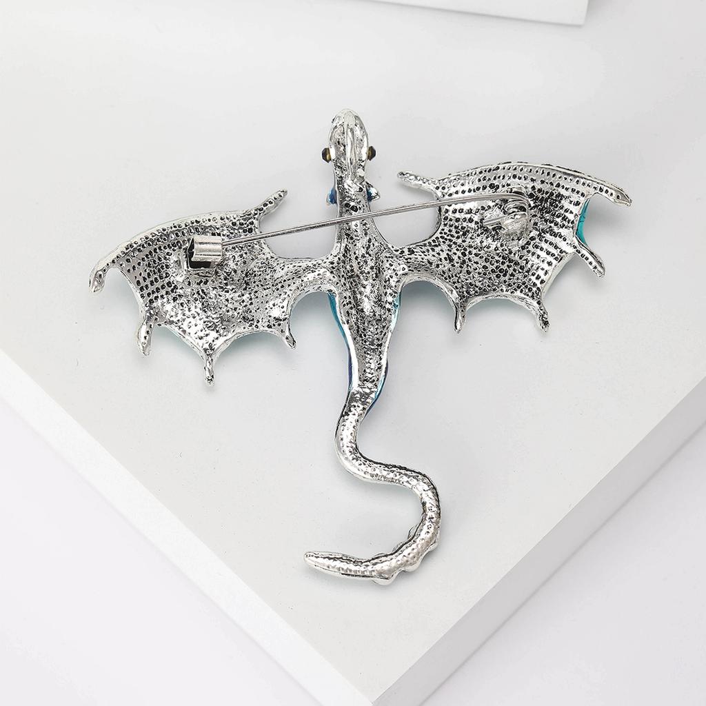 Enamel Dragon Brooches for Women Unisex Rhinestone Necklace Flying Dragon Pins Banquet Party Backpack Gifts Jewelry Accessories