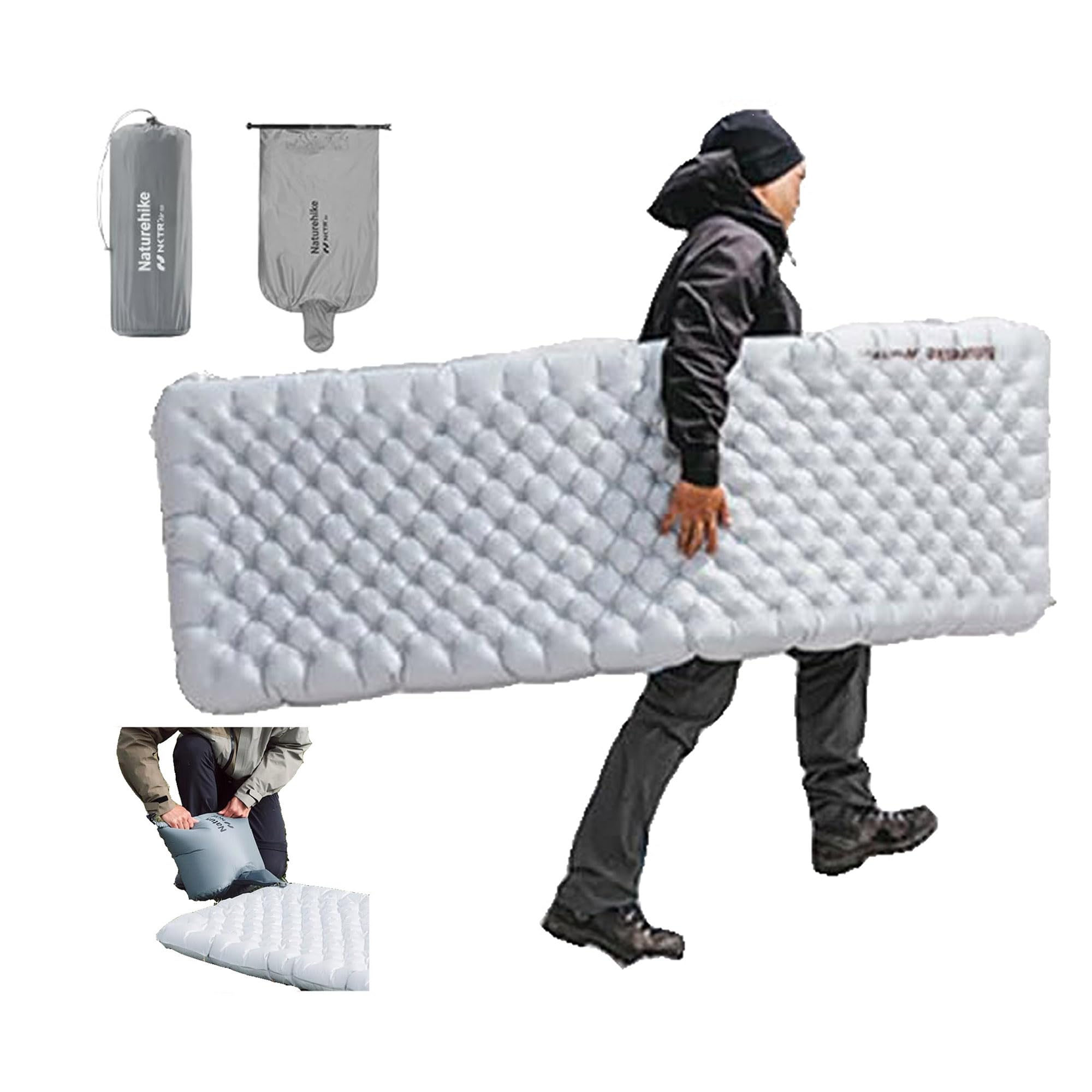 Naturehike Inflatable Air 12cm Suitable for Use at with Storage Single Ideal for Emergency Car and as a Guest Bed Standard Size [SGS Certified] R8.8
