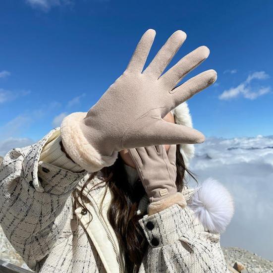 Women Winter Gloves Fleece Lined Touchscreen Gloves Thickened Warm Full Finger Windproof Gloves