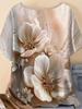 Sommer Damen Blumen T-Shirt 3D Druck Lockerer Schnitt Rundhals T-Shirts Bequeme Damenbekleidung Lässig Elegant Oversize Damen Oberteile