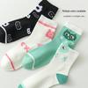 Women's Mid-Tube Lace Socks, Summer/Autumn Style, Owl Cartoon Design, Breathable and Trendy.