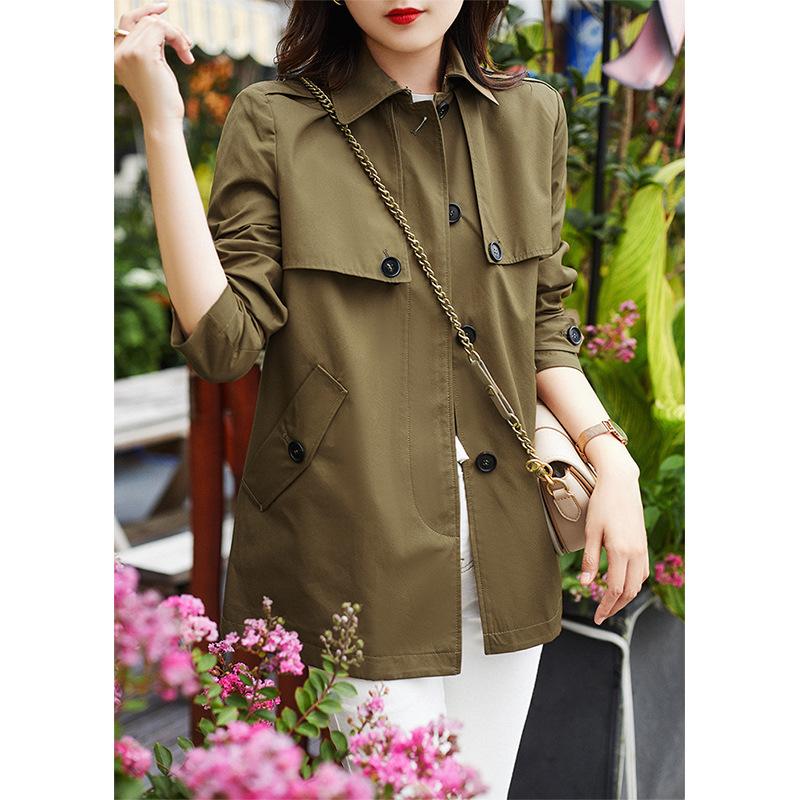 

тренч, тонкое и драпирующееся хлопковое пальто, новая женская одежда на весну и осень, короткое маленькое красное. XL