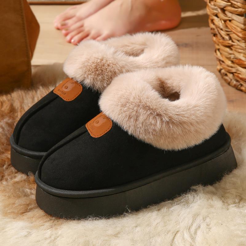 Women's Autumn And Winter Warm Plush Home And Outdoor Thick Soled Anti Slip Bag Root Cotton Shoes