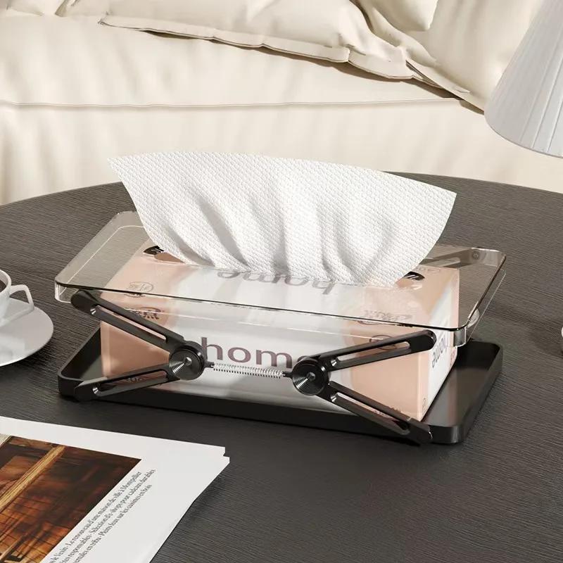 Extendable Tissue Storage Box Minimalist Height Adjustable Creative Light Luxury Napkin Holder Rectangle Multi-functional Tissue Box