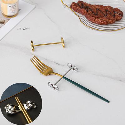 Stainless Steel Chopsticks Rest And Utensils Holder Rack - Metal Craft Table Decoration Stand For Spoons Forks Knives