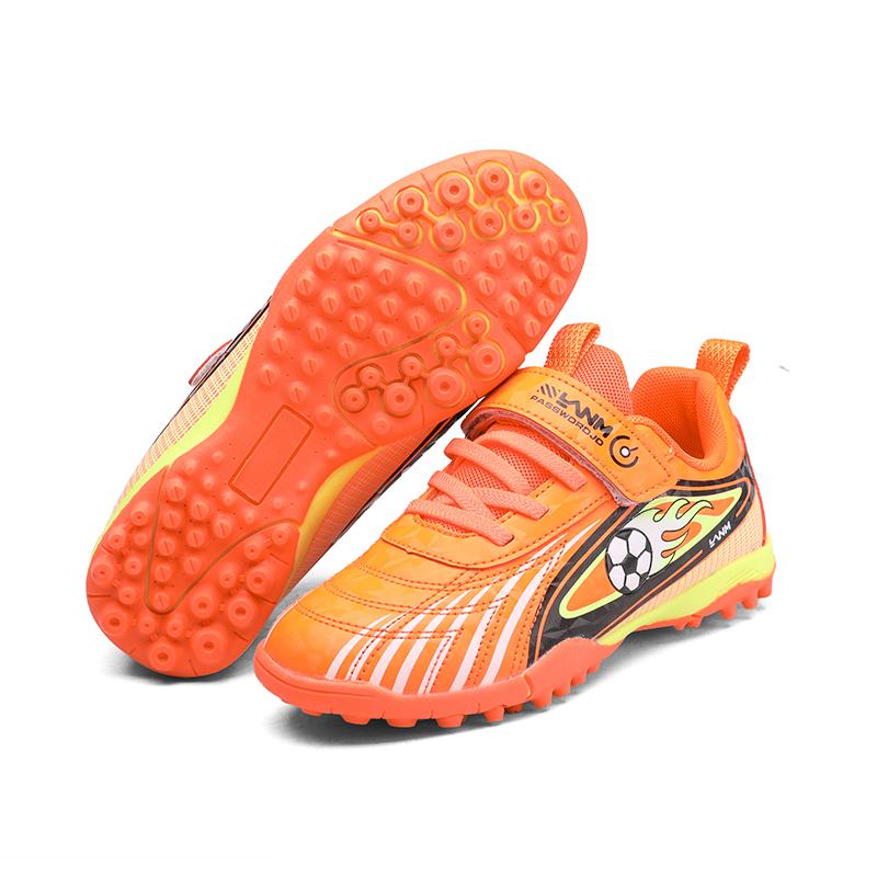 

Детские футбольные бутсы модные тренировочные для газона спортивные на открытом воздухе быстрый футбол теннис роскошный дизайн оригинальные футбольные бутсы для детей EU39 оранжевый
