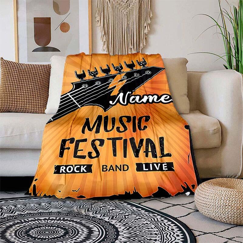 Rock Customize Your Name Blanket Warm Comfortable Soft Blanket For Chair Office Sofa Bed Sofa Office Camping Suitable For Gifting Relatives And