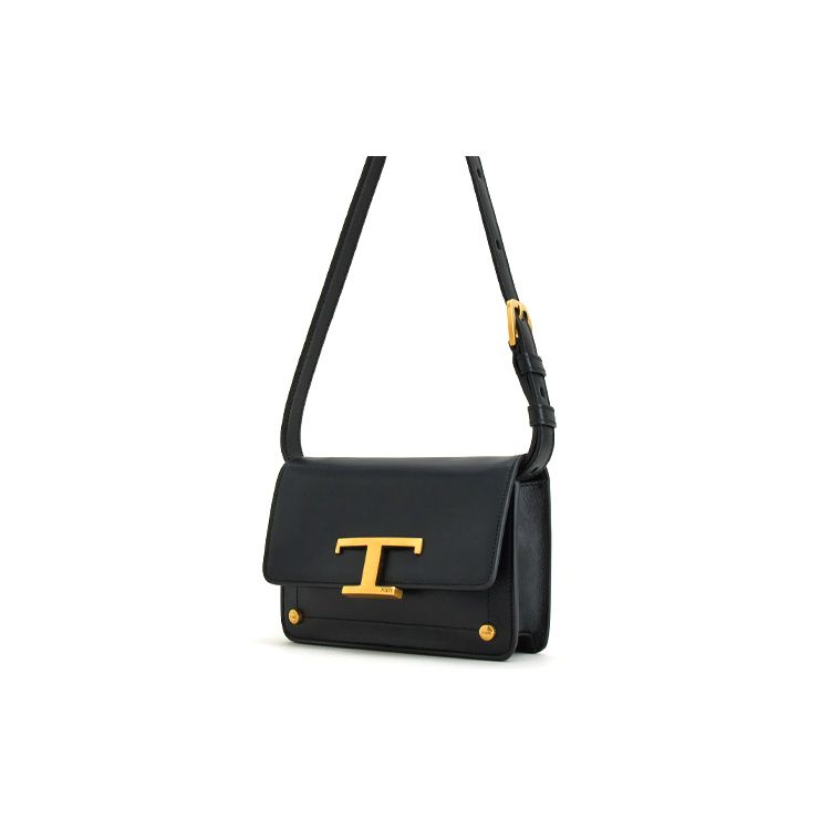 Tods Timeless Metal T Logo Buckle Leather Handheld Shoulder Crossbody Chest Waist Bag Unisex Bags Black XBWTSIRC0L0RORB999