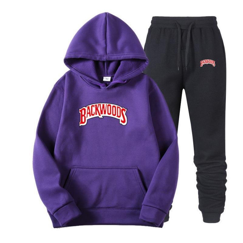 Tide brand sweater set BACKWOODS printed men's and women's fleece hoodie two-piece set