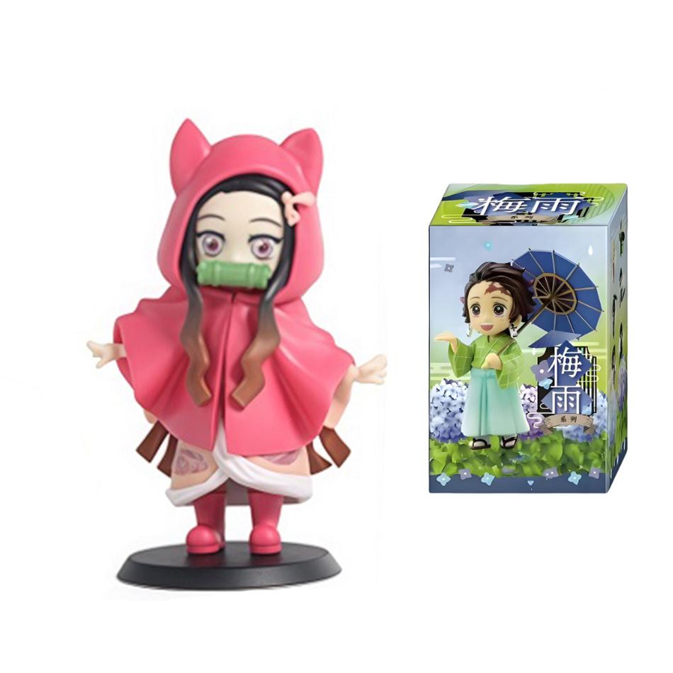 Demon Slayer blind box Plum Rain Series anime figure Tanjiro Kamado Nezuko Action Model Pvc Desktop Ornament Collection Toy Gift
