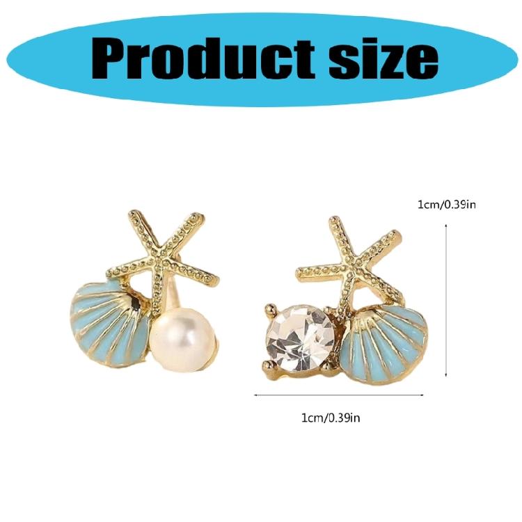 Chic Starfish Earrings Stud Featuring Zircon And Imitation Pearls Alloy Jewelry Gift Ocean Theme Ear Accessories